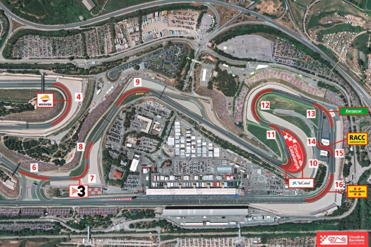 So sieht das bisherige Layout des Circuit de Barcelona-Catalunya aus