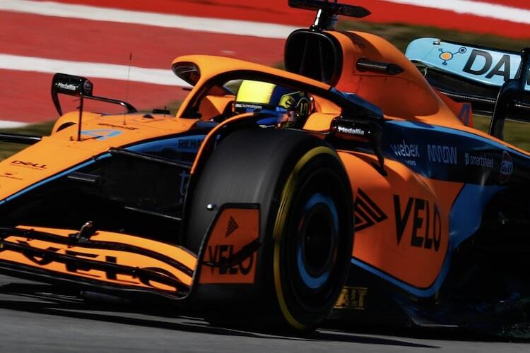 Lando Norris im McLaren: Gut zu erkennen, wie Rad-Oberkante und Rad-Verkleidung sein Sichtfeld stören