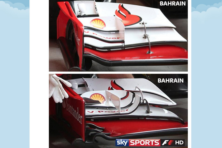 Die beiden Ferrari-Frontflügel beim zweiten Bahrain-Test