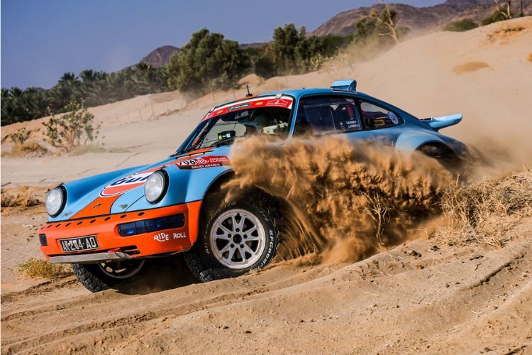 Ein Gulf-Porsche: Für einmal nicht in Le Mans sondern bei der Dakar