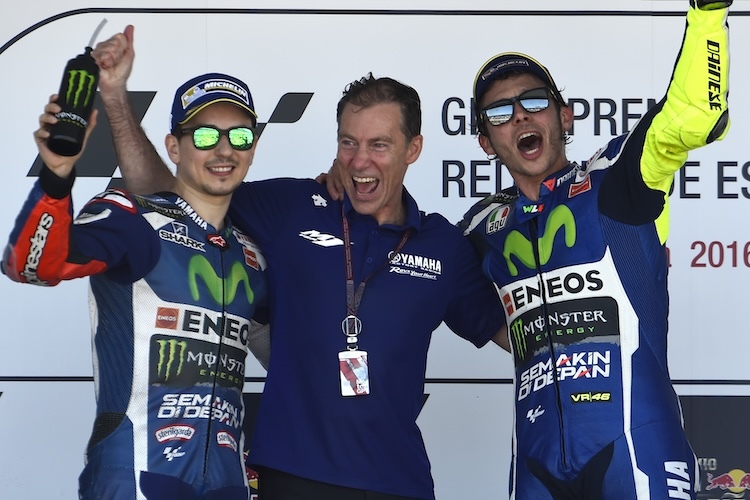 Großartiges MotoGP-Trio: Lorenzo, Jarvis, Rossi