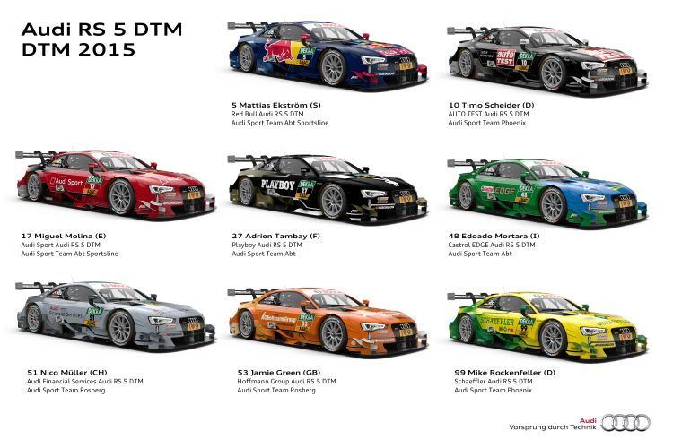 Die acht Audi RS 5 DTM