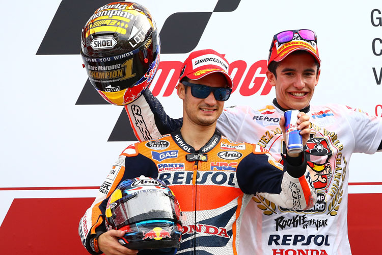 Das Repsol-Honda-Duo: Marc Márquez gewann die MotoGP-WM im ersten Jahr, Dani Pedrosa (li.) in der achten Saison wieder nicht