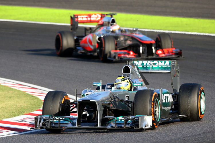 Es geht auch fair: Nico Rosberg im Duell mit Jenson Button