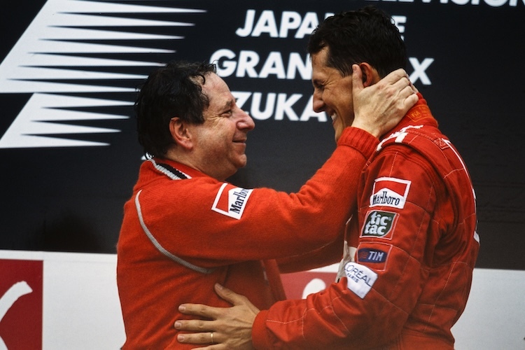 Ferrari-Teamchef Jean Todt und Michael Schumacher 2000 in Suzuka
