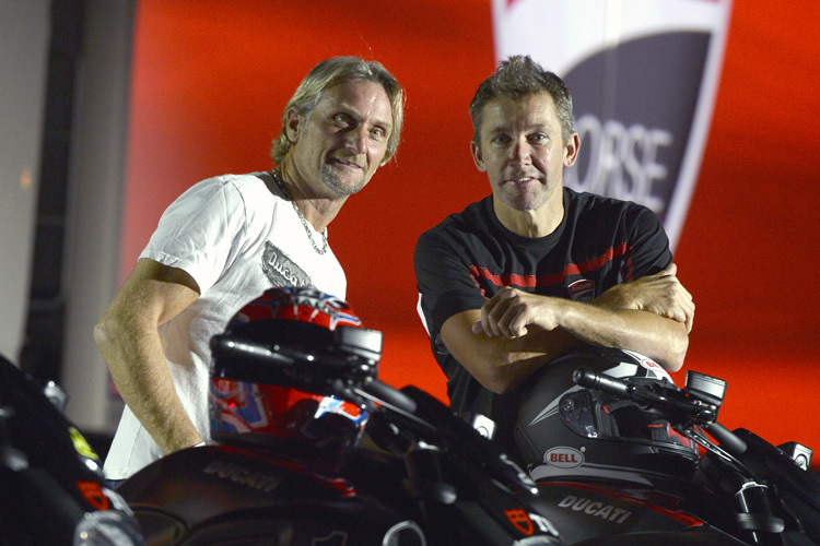 Die Superbike-Legenden Carl Fogarty (li.) und Troy Bayliss