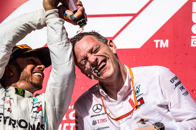 Lewis Hamilton und James Allison 2019 beim Grossen Preis der USA