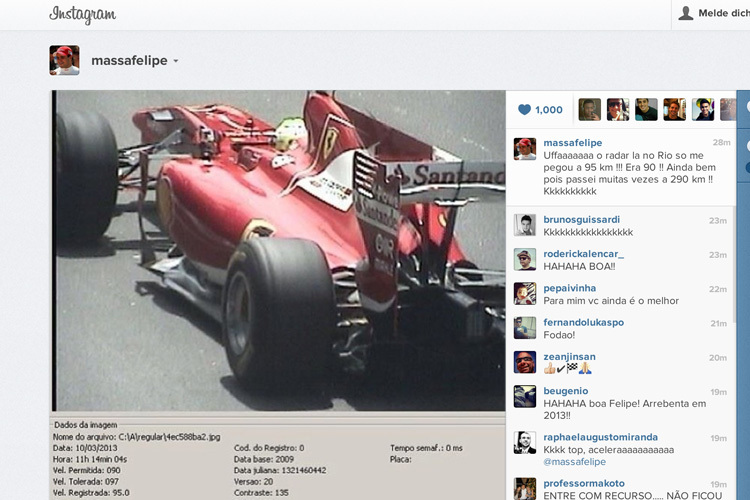 Felipe Massa twitterte sein Radarbild gleich selber
