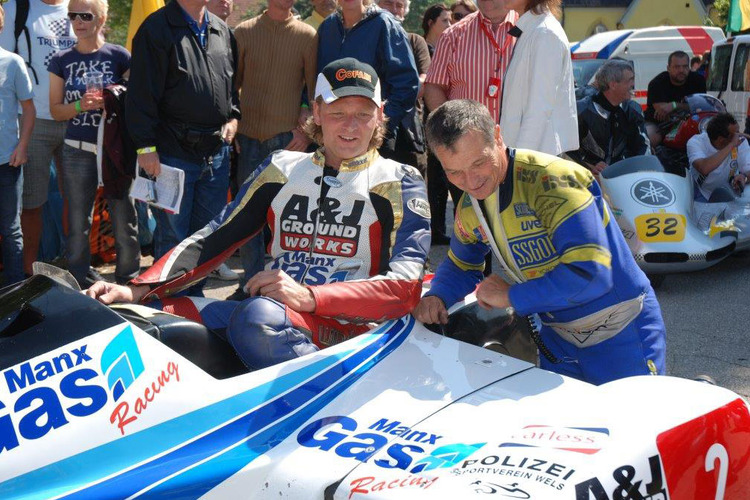 Die ehemaligen Gespann-Weltmeister Klaus Klaffenböck und Rolf Biland