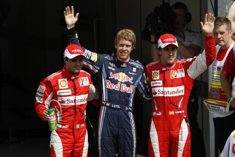 Sebastian Vettel, Felippe Massa und Fernando Alonso
