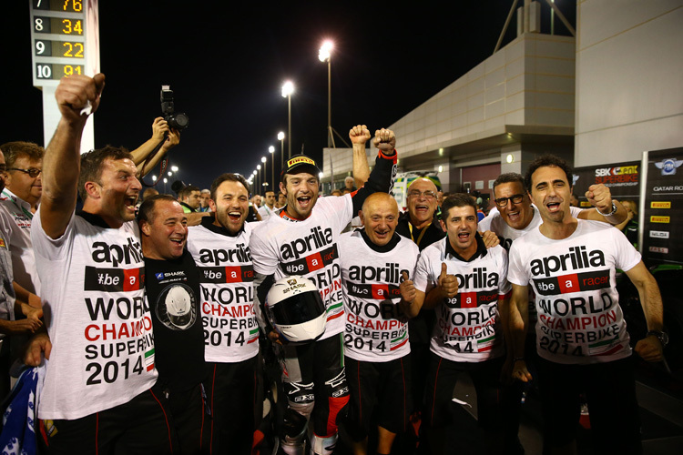 Sylvain Guintoli feierte mit Aprilia den Superbike-WM-Titel 2014