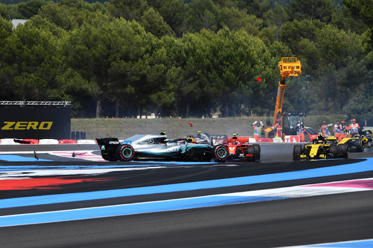 Valtteri Bottas landete nach dem Crash hinter Sebastian Vettel
