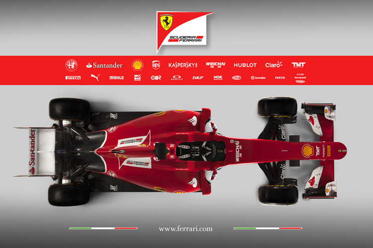 Der 2015er Ferrari aus der Vogelperspektive