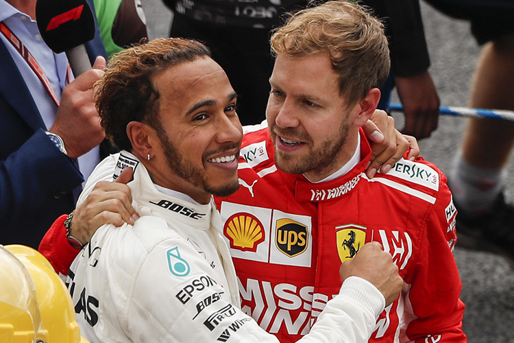 Vettel gratulierte zuerst Lewis Hamilton ...
