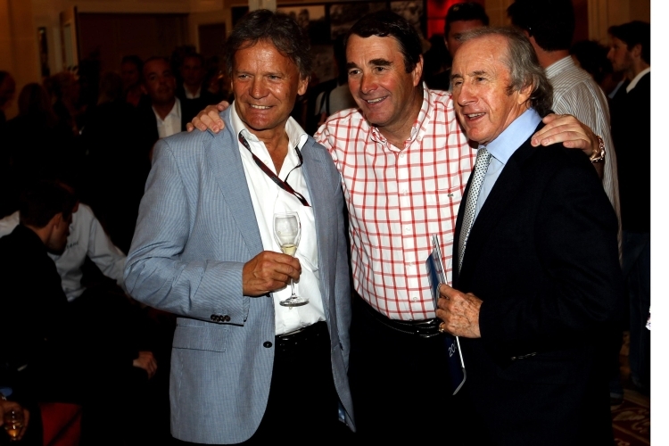 Marc Surer mit Nigel Mansell und Jackie Stewart