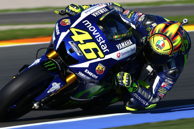 Valentino Rossi (Yamaha) heute in Valencia mit Michelin-Reifen