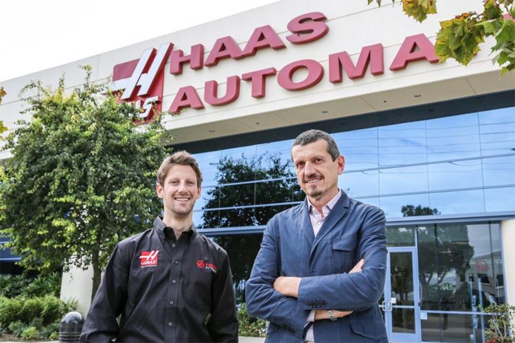 Romain Grosjean mit Haas-Teamchef Günther Steiner