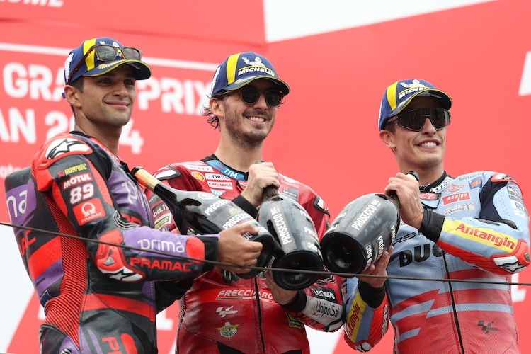 Bekannte Gesichter in Motegi: Pecco Bagnaia, Jorge Martin und Marc Marquez