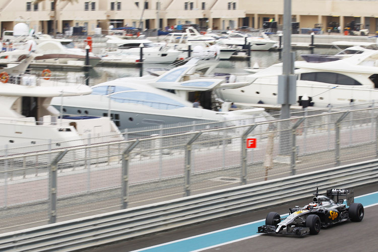Ein Bild mit Seltenheitswert: McLaren-Testpilot Stoffel Vandoorne schaffte beim Abu Dhabi-Test im Versuchsträger MP4-29H gerade einmal fünf Runden
