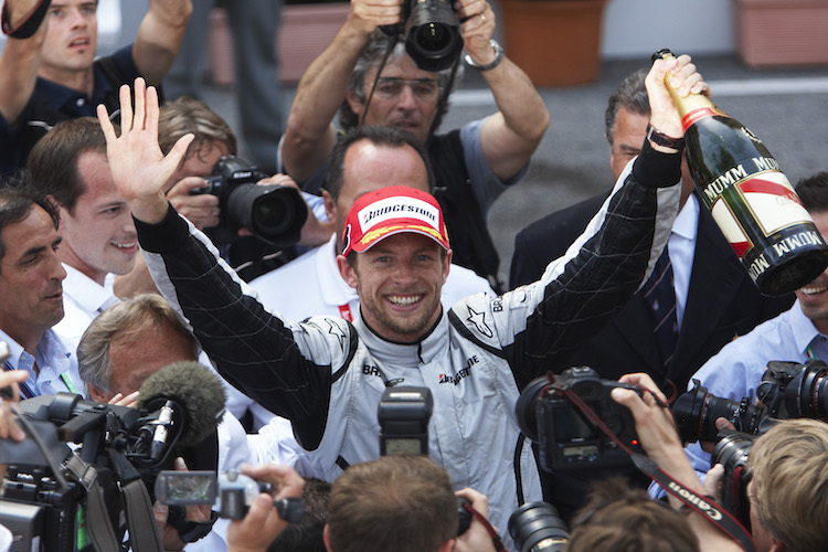 Jenson Button nach seinem Monaco-Sieg 2009