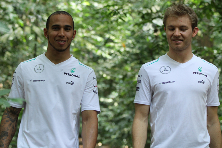 Lachen viel und gerne miteinander: Lewis Hamilton und Nico Rosberg