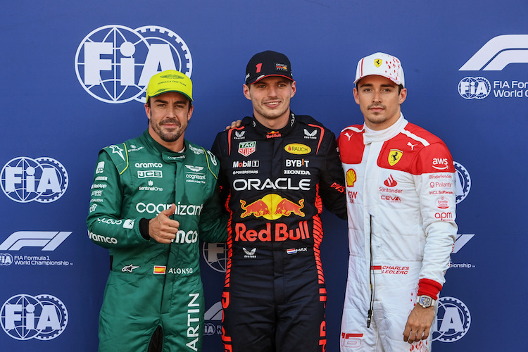 Fernando Alonso, Max Verstappen und Charles Leclerc