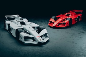 Porsche setzt in der Formel-E-Saison 2026/2027 zwei WErksteams mit je zwei Fahrzeugen ein. Neu dabei: Das spektakuläre Fahrzeug aus der vierten Fahrzeuggeneration, welches erst kürzlich präsentiert wurde)