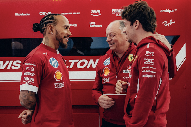 Lewis Hamilton, Fred Vasseur und Charles Leclerc