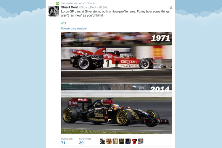 Lotus 1971 und Lotus 2014, beide Male in Silverstone