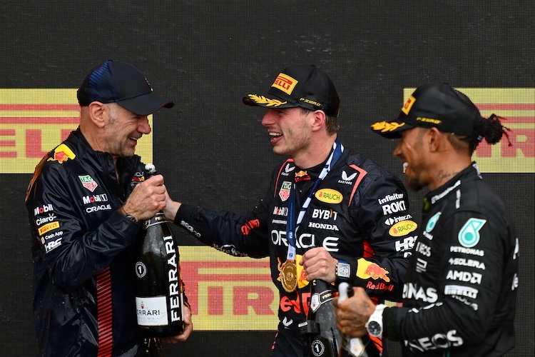 Adrian Newey, Max Verstappen und Lewis Hamilton