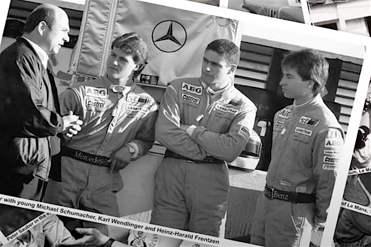 Sauber und die Mercedes-Junioren Michael Schumacher, Karl Wendlinger und Heinz-Harald Frentzen