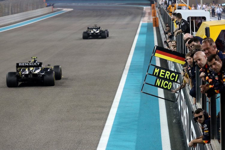 Das Renault-Team bedankte sich bei Nico Hülkenberg 