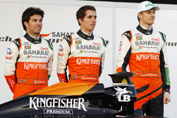 Das Force-India-Trio Sergio Pérez, Daniel Juncadella, Nico Hülkenberg