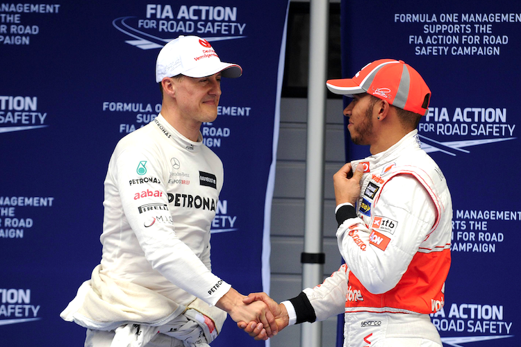 Michael Schumacher und Lewis Hamilton in China 2012