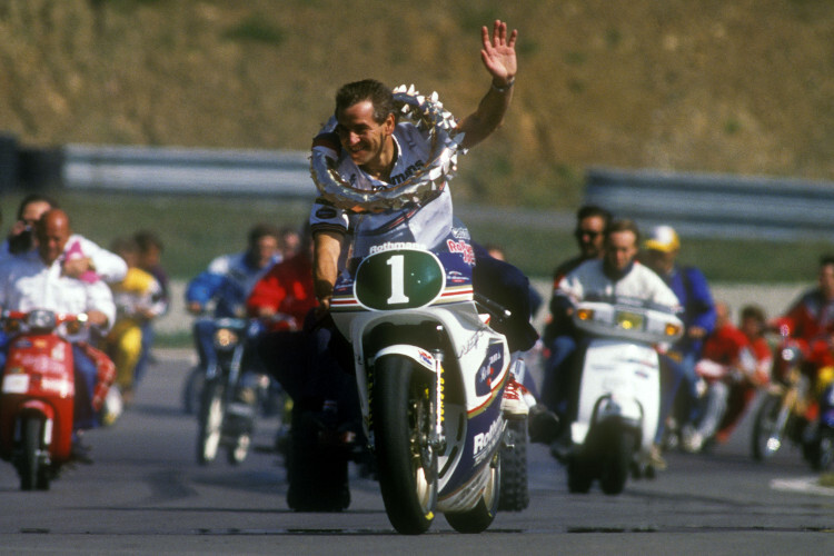 1988: Toni Mang tritt nach seinem schweren Sturz in Rijeka mit der Nummer 1 ab