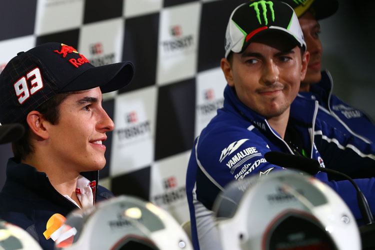 Das grosse Duell: Marc Márquez hat 13 Punkte Vorsprung auf Weltmeister Jorge Lorenzo (re.)