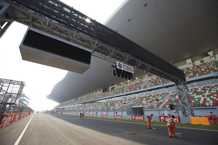 Alles muss glänzen: Der Buddh International Circuit zeigt sich pünktlich zum Formel-1-Besuch von seiner besten Seite