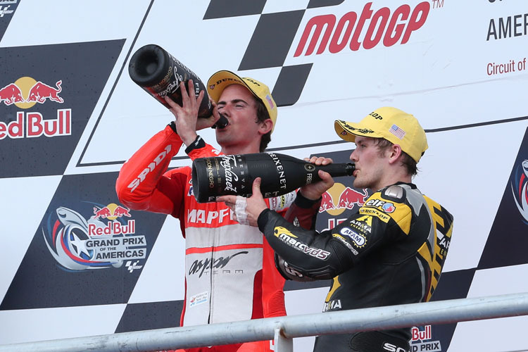 Champagnerlaune: Sieger Nico Terol (li.) und Mika Kallio