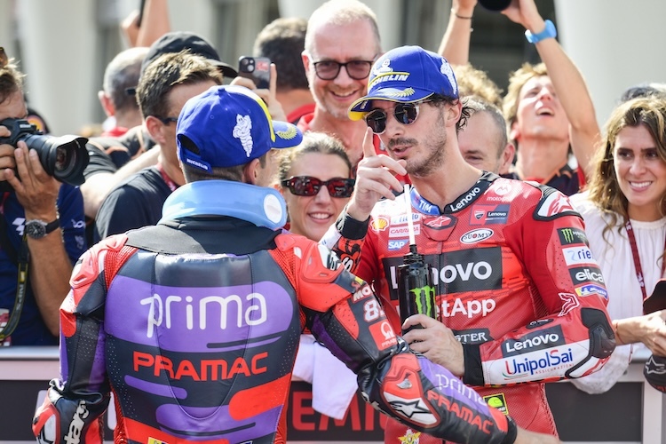 Pecco Bagnaia und Jorge Martin lieferten sich in Malaysia einen harten Zweikampf