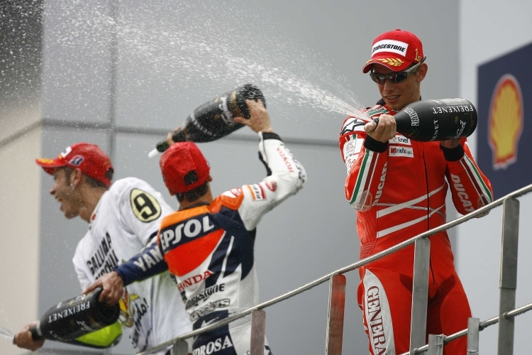 Sepang: Rossi, Pedrosa und Sieger Stoner