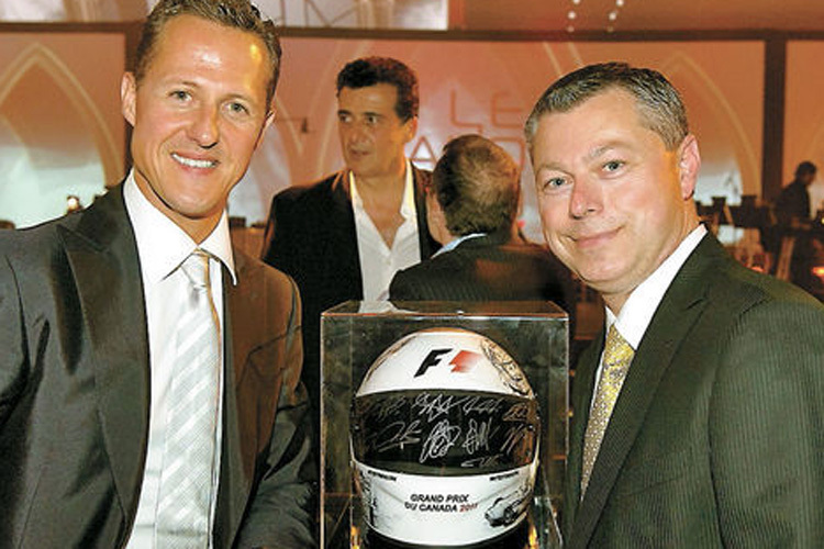 Michael Schumacher und François Dumontier 2011 beim GP-Ball