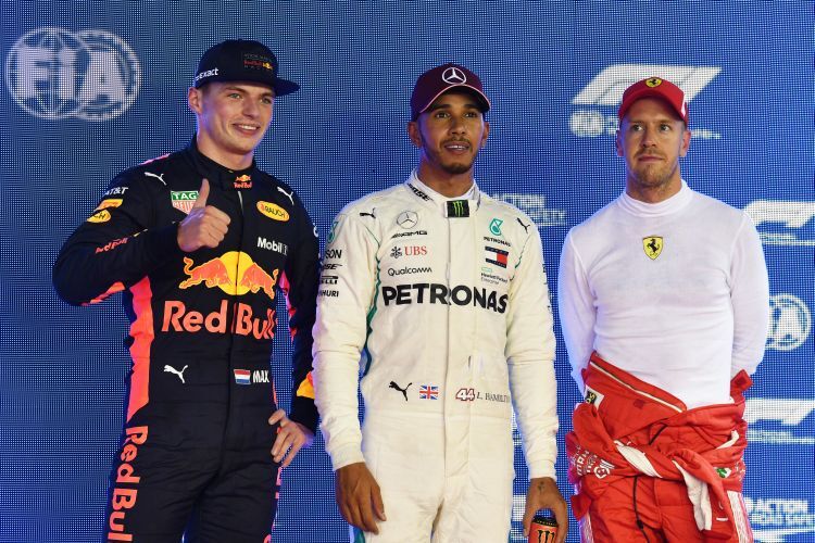 Max Verstappen, Lewis Hamilton & Sebastian Vettel,