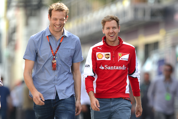 Alexander Wurz mit Sebastian Vettel in Barcelona 2016