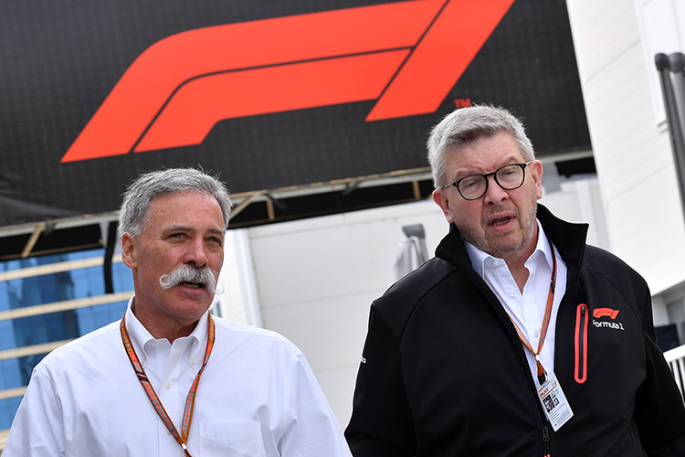 Formel-1-CEO Chase Carey und Sportchef Ross Brawn