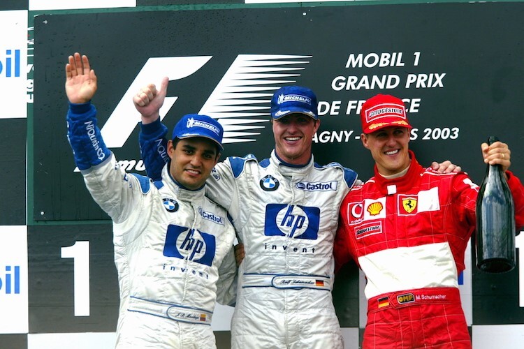 Ralf und Michael Schumacher mit Juan Pablo Montoya (links)