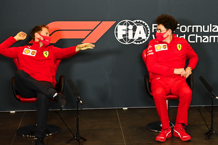 Sebastian Vettel und Mattia Binotto 2020 in Imola