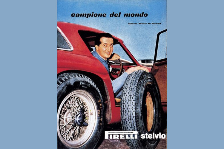 Alberto Ascari wirbt für den Pirelli Stelvio