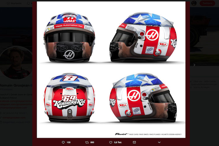 Mit diesem Helmdesign wird Romain Grosjean in Austin (Texas) fahren