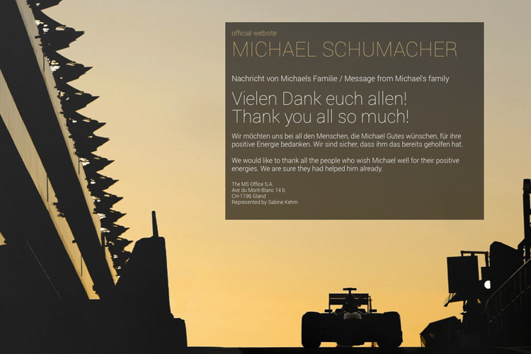 So sieht die Internet-Seite von Michael Schumacher heute aus