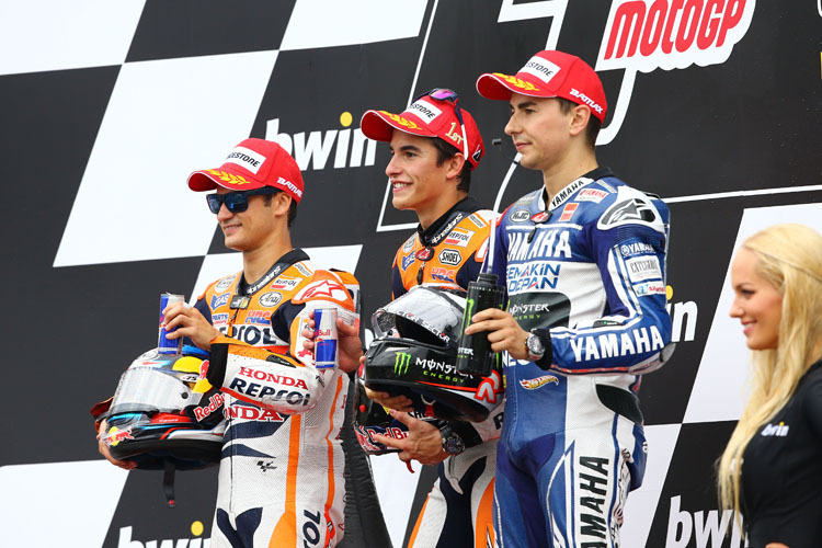 Die grossen Drei: Werden Pedrosa, Márquez und Lorenzo auch in Silverstone auf dem Podest stehen?